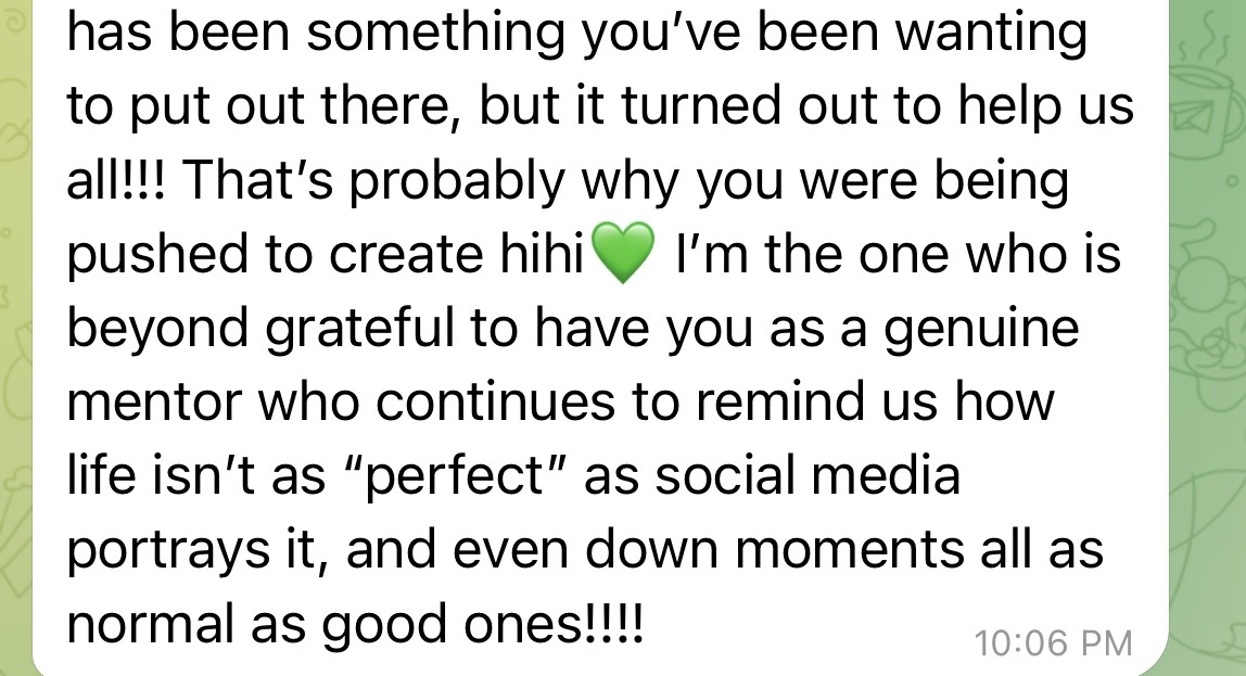 1:1 mentorship testimonial — a genuine mentor